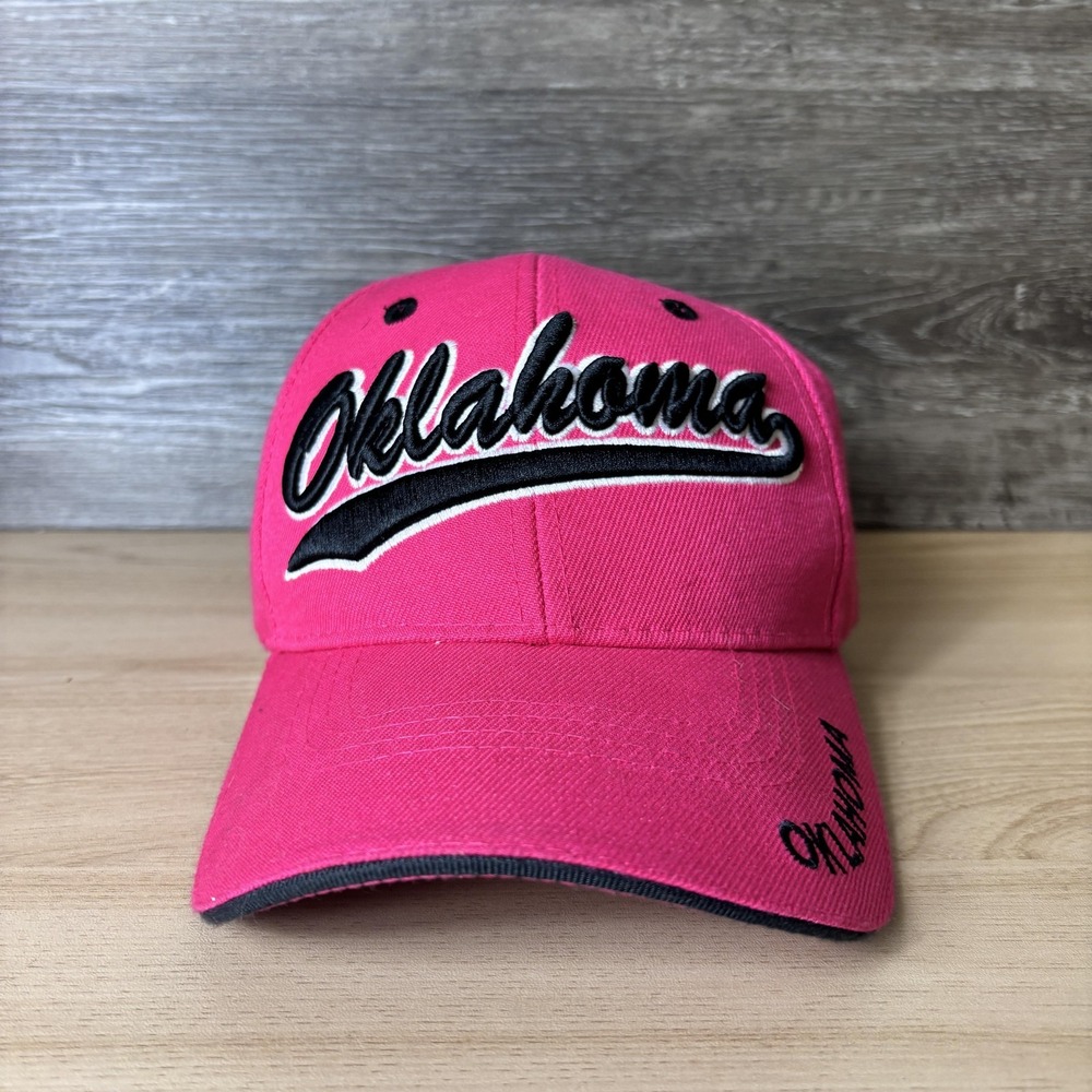 Oklahoma Hat Cap Strap Back Womens Pink Embroidered Baseball Souvenir